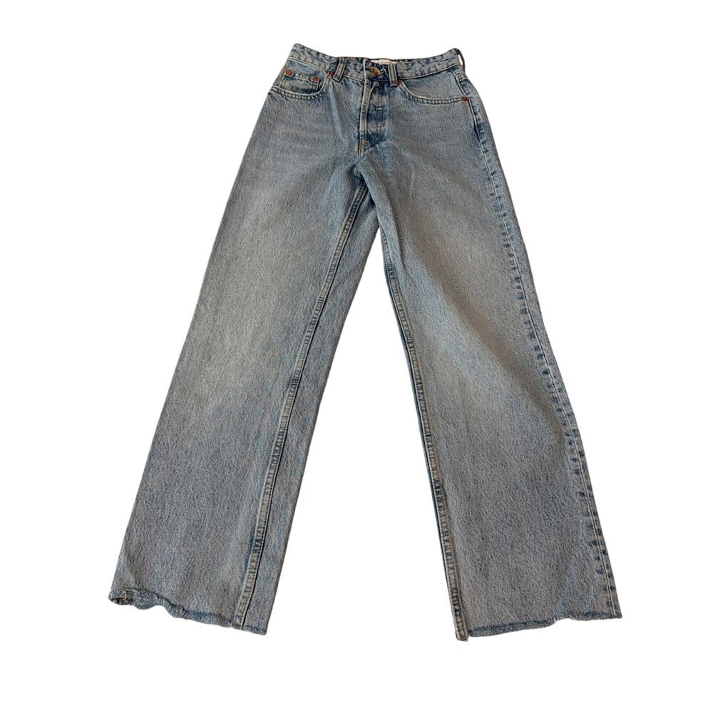 Zara Mid Rise Straight Leg Jeans Size 2 Blue Denim Classic